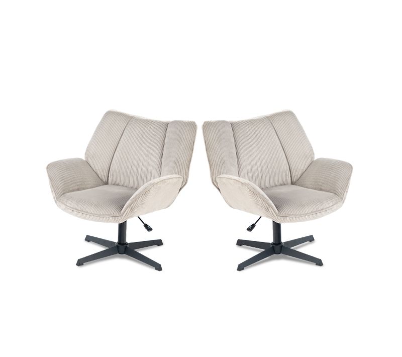 Lot De 2 Fauteuil Pivotant Sur 360°, Hauteur Réglable, En Velours Côtelé, Taupe