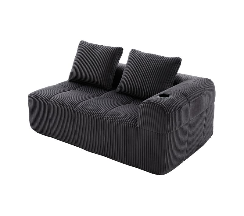 Méridienne, Revêtement En Velours Côtelé, Sans Assemblage, Gris