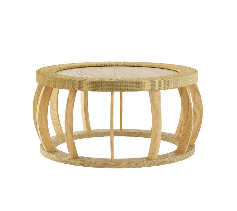 Table Basse De Salon Ronde Au Design Bohème En Bois, Chêne