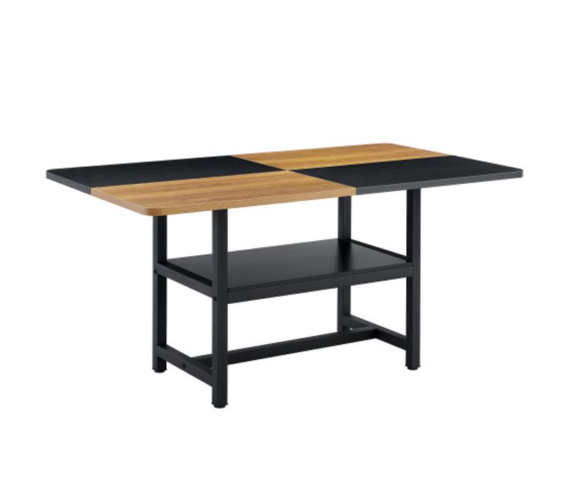 Table à Manger Rectangulaire En Mdf Et Métal - Marron Et Noir - 160x90x76 Cm