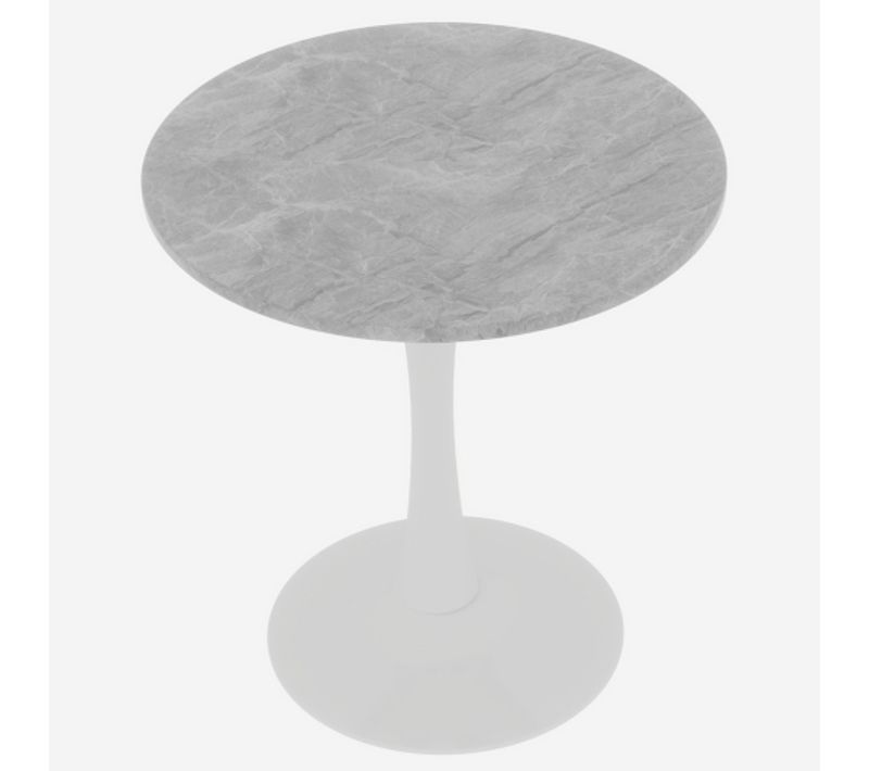 Table à Manger Ronde En Marbre Artificiel Et Fer - Gris Et Blanc - 70x70x72 Cm