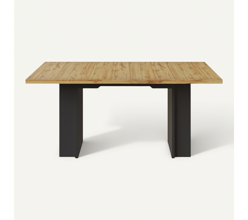 Table à Manger Extensible Avec étagères - Mdf - Bois Naturel - 120-160x80x75 Cm