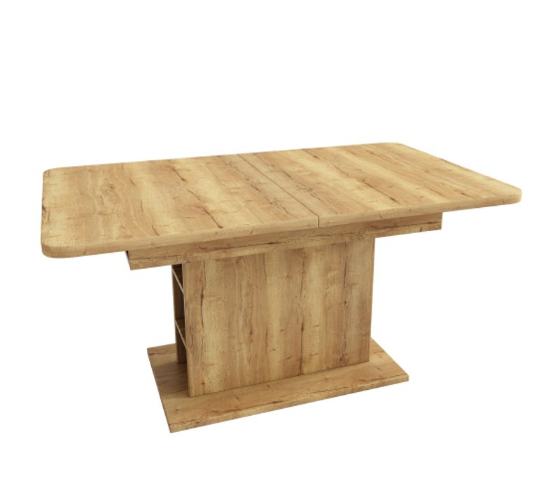 Table à Manger Extensible - Panneaux De Particules Et Métal - Naturel - 110/130x70x75 Cm