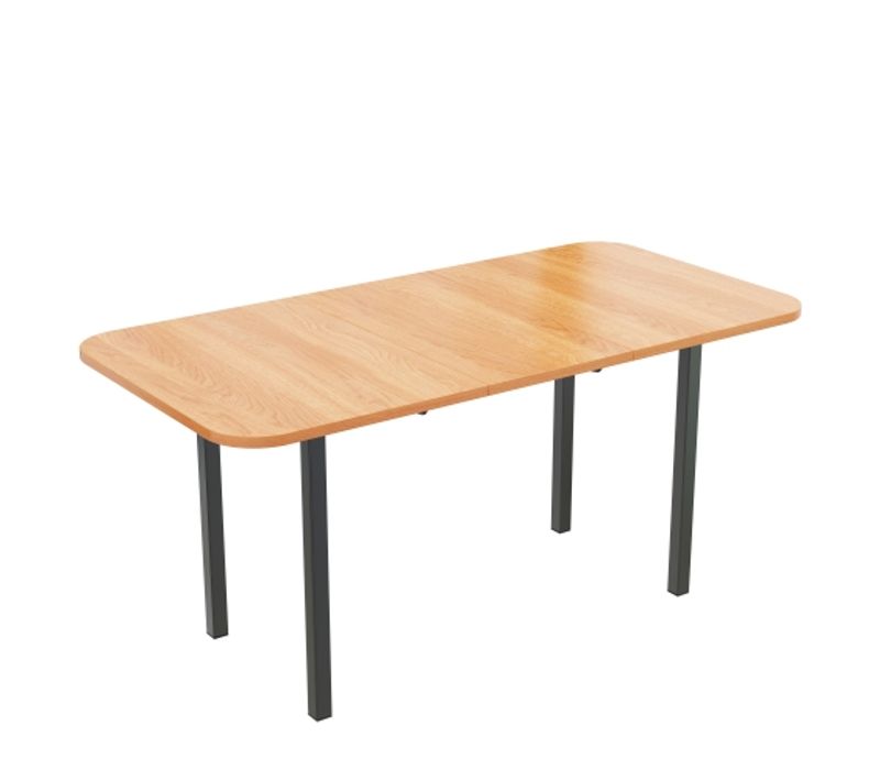 Table à Manger Extensible - Mdf Et Métal - Chêne Blanc - 120/160x80x75 Cm