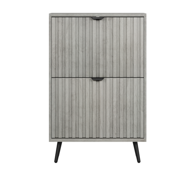 Meuble à Chaussures - Mdf Et Bois Ingénié - Gris - 60 X 24 X 94 Cm