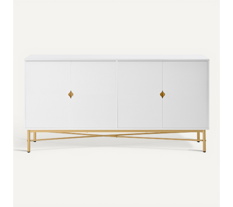 Buffet - Mdf Et Panneaux De Particules - Blanc - 160 X 40 X 82 Cm