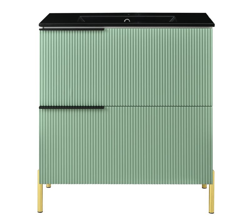 Meuble Sous-vasque à Poser En Mdf Avec Vasque En Céramique - Vert - 81,5x47x90 Cm