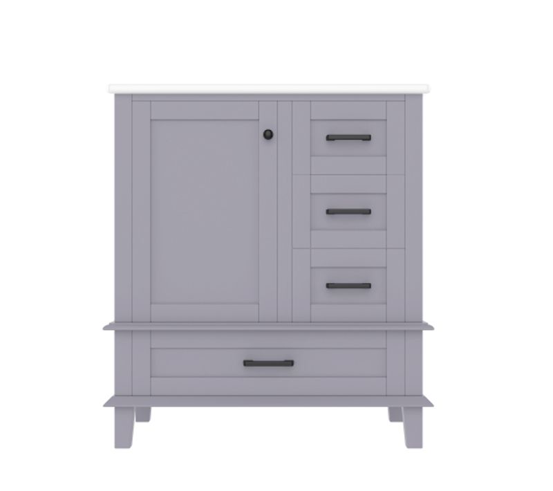 Meuble Sous-vasque à Poser - Céramique Et Mdf - Gris - 76x46x83,5 Cm