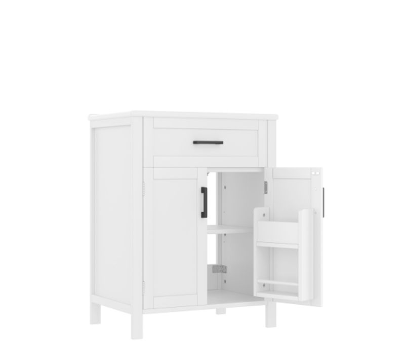 Meuble De Salle De Bain Avec Vasque En Céramique Et Mdf - Blanc - 60x46x84,8 Cm