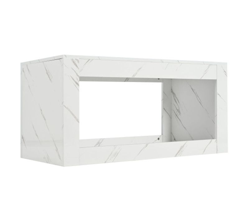 Table Basse En Panneaux De Particules - Blanc Effet Marbre - 100 X 50 X 50 Cm