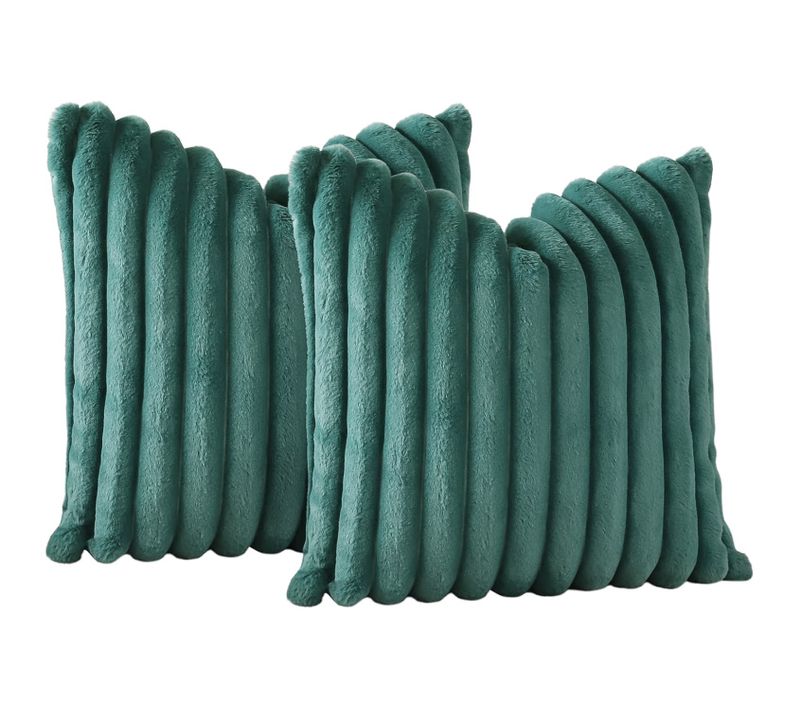 Housses De Coussin 45x45cm, Lot De 2, Fermeture Éclair Dissimulée, Velours Simple Face, Vert Foncé