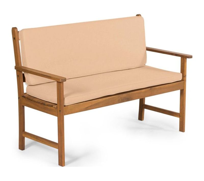 Coussin De Banc Extérieur 2 Pièces - Polyester Imperméable Crème 110x44x37 Cm