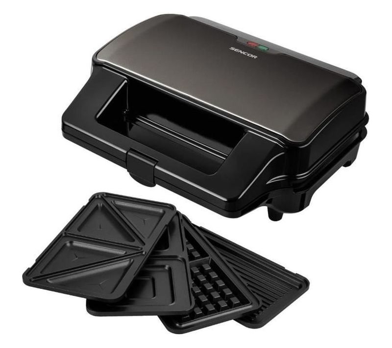 Grill 4-en-1 Pour Croque, Gaufres Et Panini 900 W - Plaques Antiadhésives