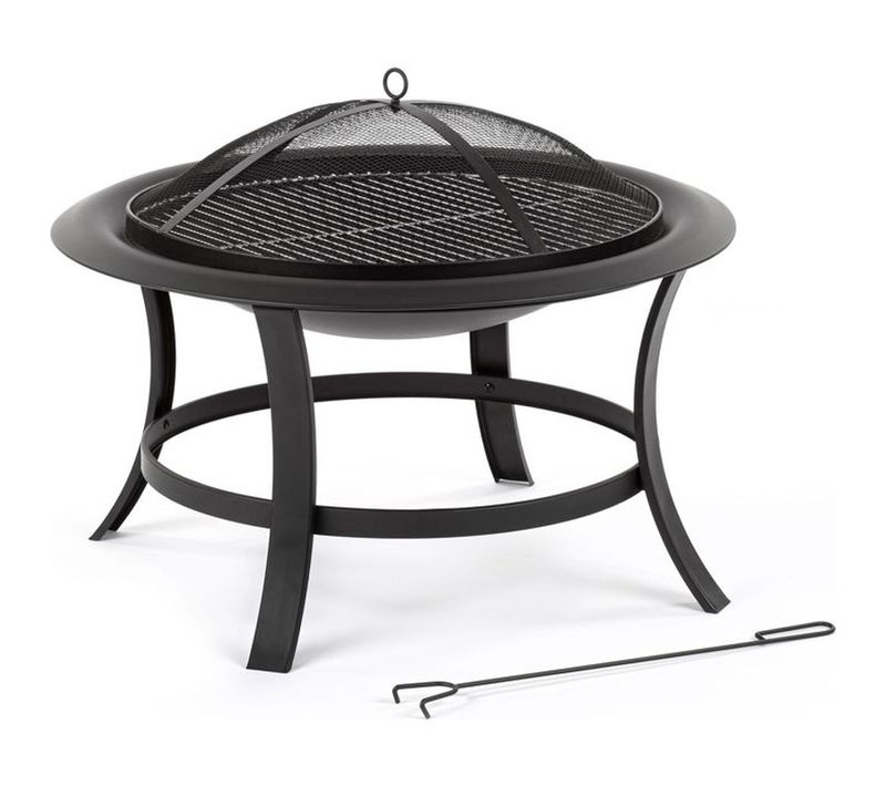 Brasero Portable En Métal Avec Grille Chromée, 74 Cm