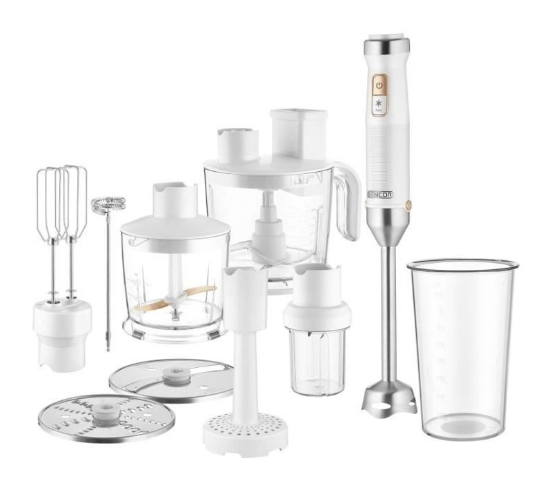 Mixeur Plongeant 10 En 1 - Shb 6551wh - 1500 W - Technologie Titanium Quadblade - Blanc