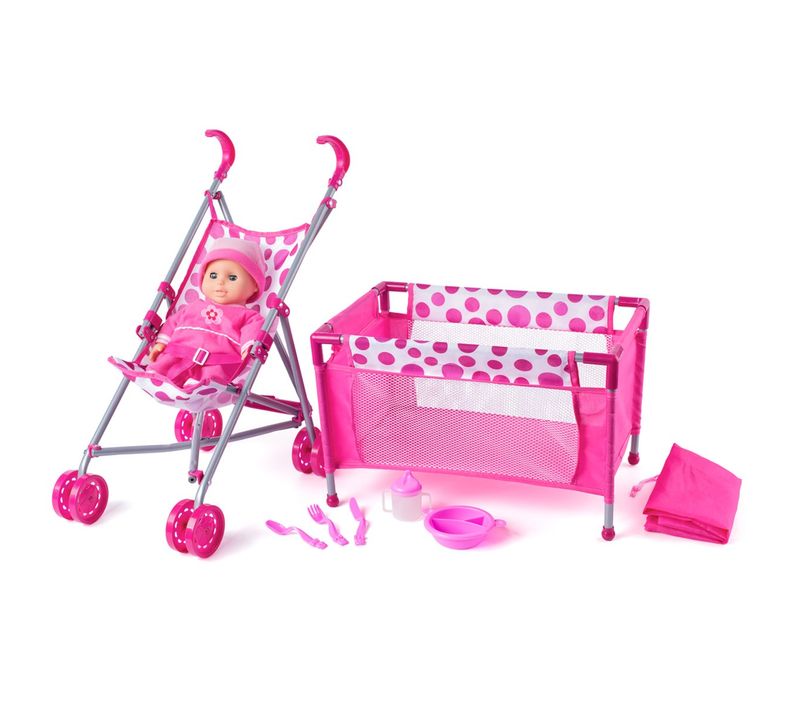 Lea Poupée Jeu 8 Pièces Avec Poussette Lit Et Accessoires