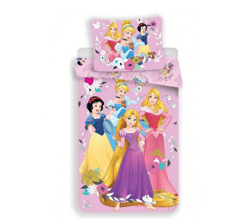 Parure De Lit Réversible Princesses Disney - Modèle Cendrillon, Raiponce, Blanche-neige Et La Belle
