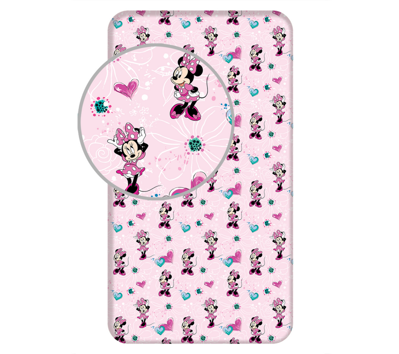 Disney - Drap Housse En Coton "minnie : Fleurs" - Rose - 90 X 200 Cm