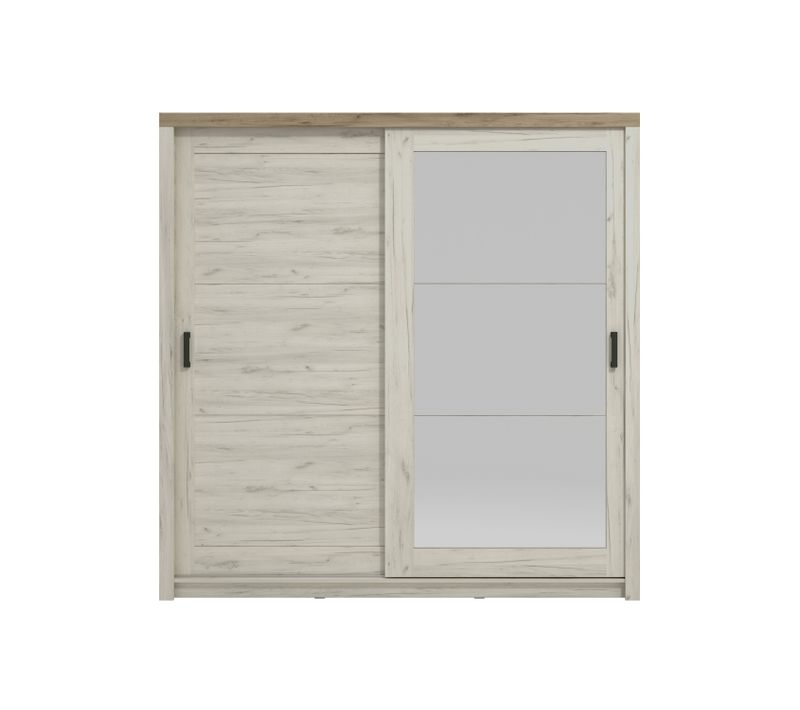 Armoire 2 portes coulissantes KENT chêne blanchi