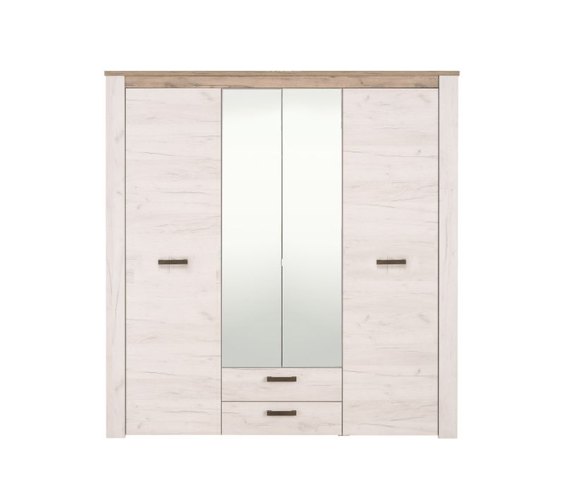 Armoire 3 portes 2 tiroirs KENT chêne blanchi
