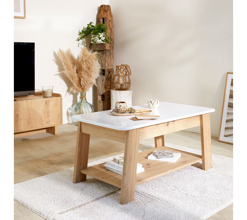 Table basse ELIAS Blanc/ imitation chêne