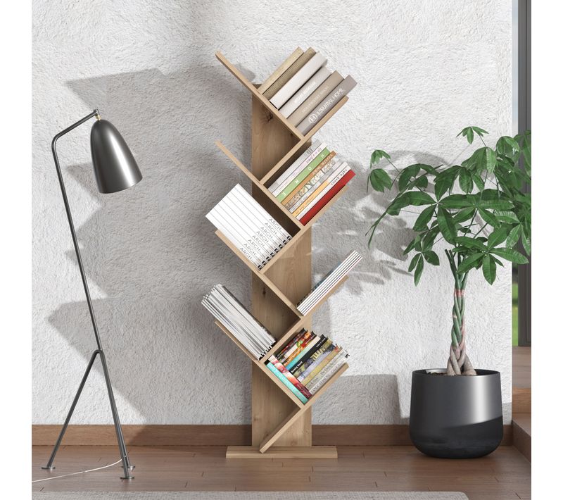 Bibliothèque MONOPOLI imitation chêne