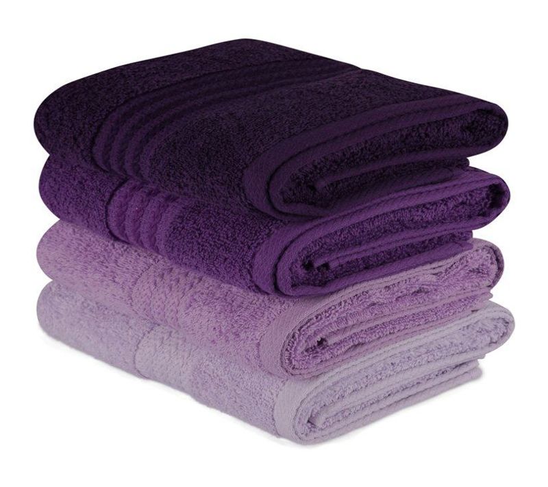 Ensemble De 4 Serviettes à Main - 50 X 90 Cm - Violet