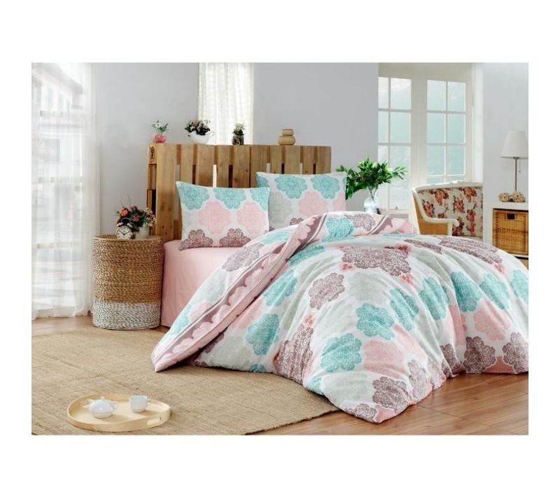 Parure De Lit - 1 Housse De Couette 220x240 Cm + 2 Taies D'oreiller 60x60 Cm - 70% Coton