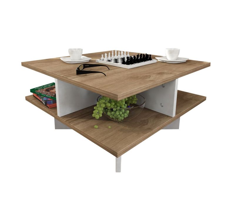 Table Basse Design Scandinave Hamton - L. 60 X H. 31 Cm - Marron Noix