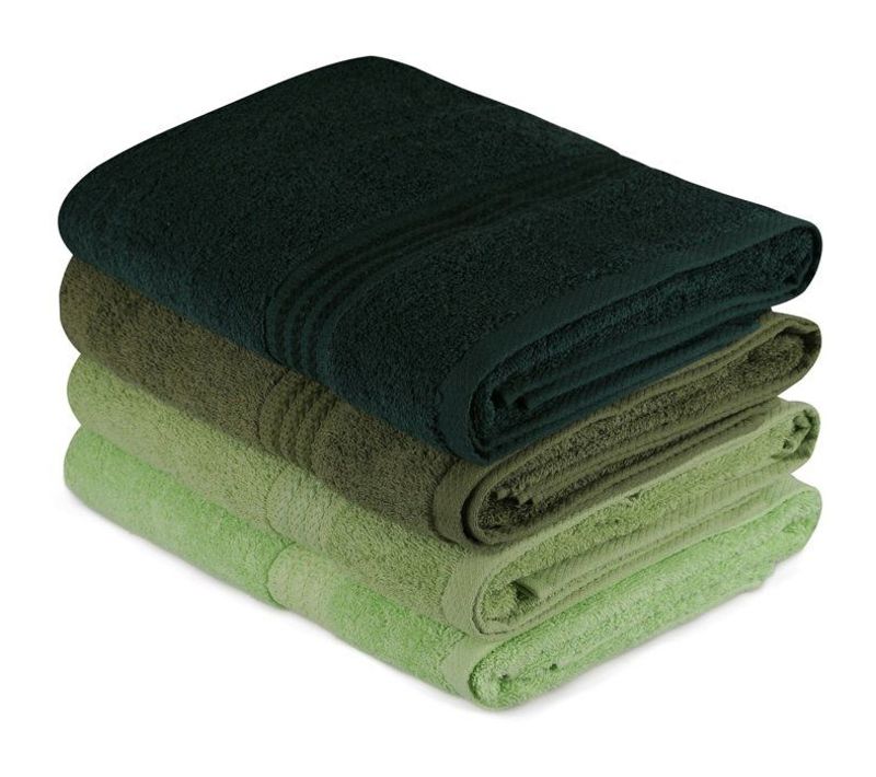 Ensemble De 4 Serviettes De Bain - 70 X 140 Cm - Vert