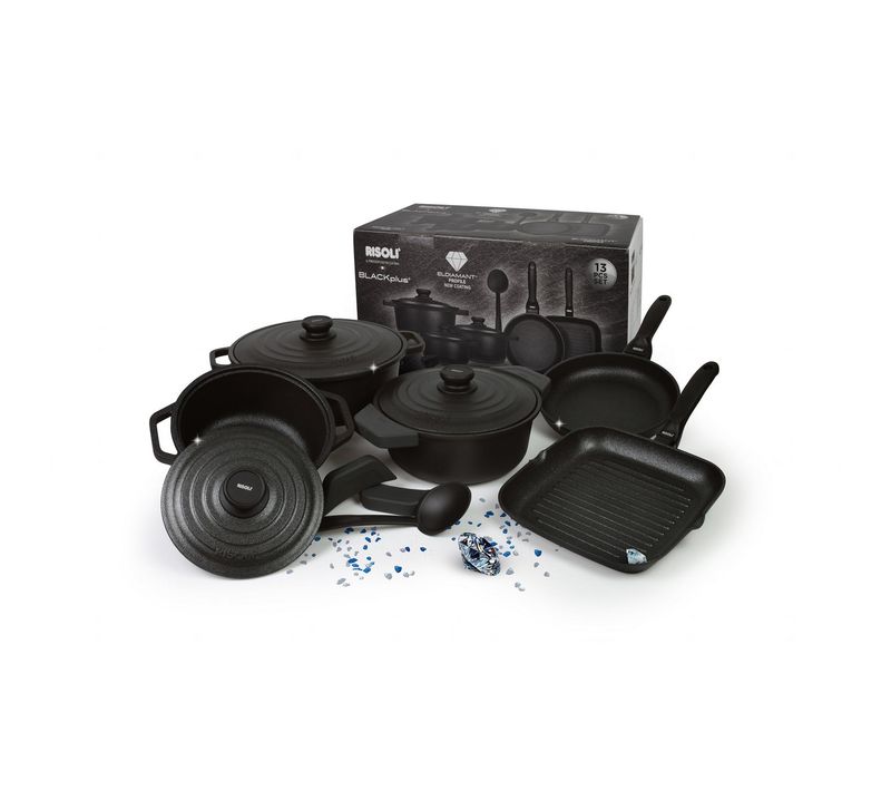 Set D'ustensiles De Cuisine El Diamant, Aluminium Moulé Sous Pression, Noir, 36x36x8,5 Cm