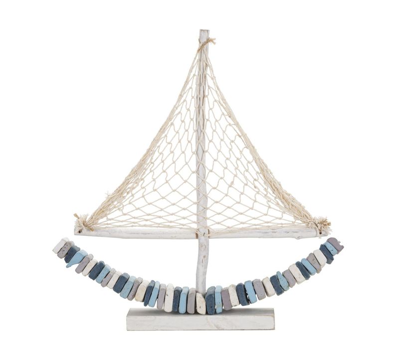 Sculpture Bateau 2, Bois, Multicouleur, 45x7x45 Cm