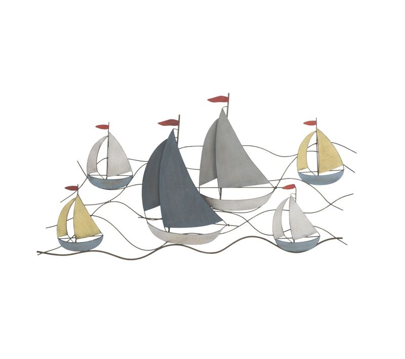 Décoration 3d En Métal Bateaux 1, Métal, Multicouleur, 114,5x3,5x62,5 Cm