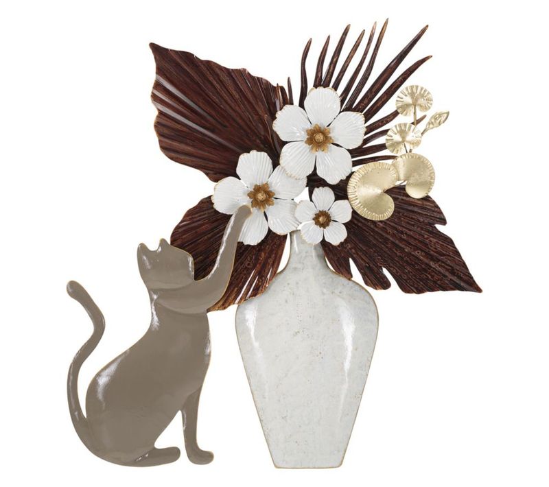 Décoration 3d En Métal Chats 3, Métal, Multicouleur, 54,6x8,9x59,7 Cm