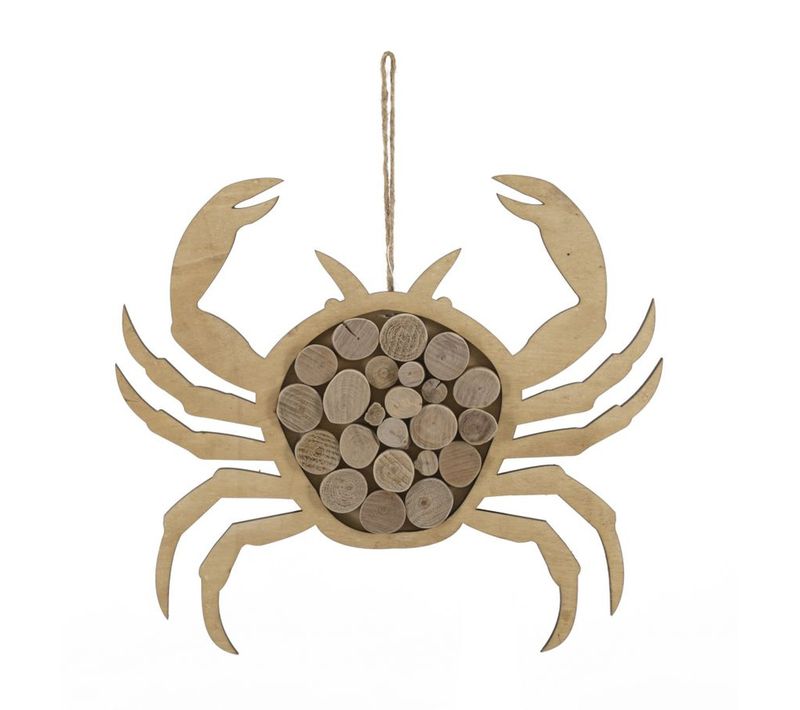Décoration En Métal Et Bois Crabe, Bois, Marron, 35x2x31 Cm