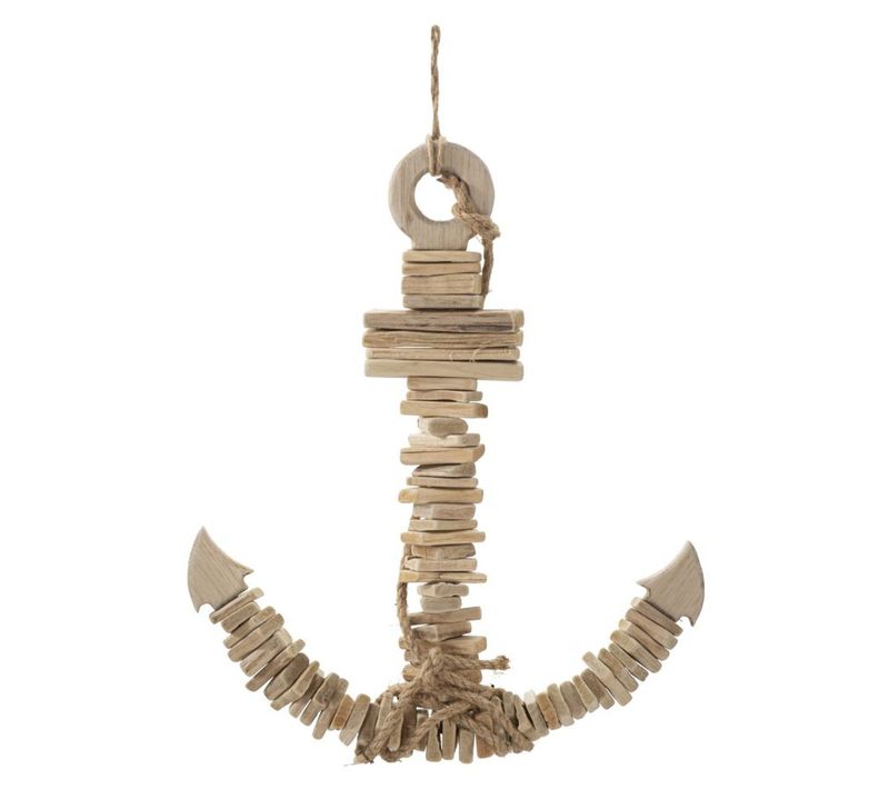 Décoration En Métal Et Bois Ancre, Bois, Marron, 39x7x46 Cm