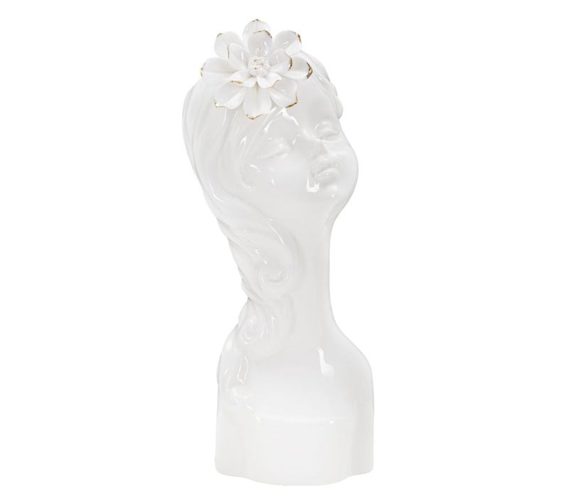 Vase Décoratif Visage 34, Porcelaine, Blanc, 10,5x10x24,7 Cm