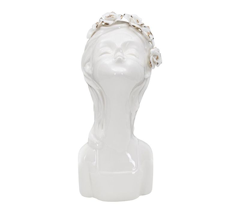 Vase Décoratif Visage 33, Porcelaine, Blanc, 10x14x26 Cm