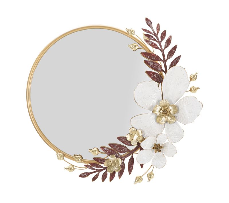 Miroir Avec Cadre Fleurs 58, Métal, Multicouleur, 74,9x7,6x72,4 Cm