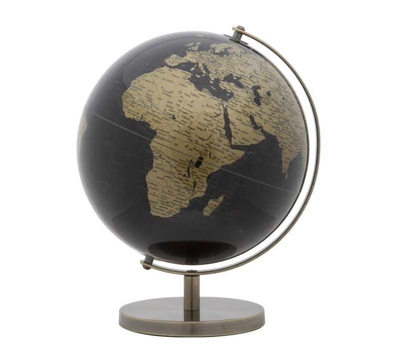 Globe De Table Mf223, Métal, Or, 25x25x34 Cm