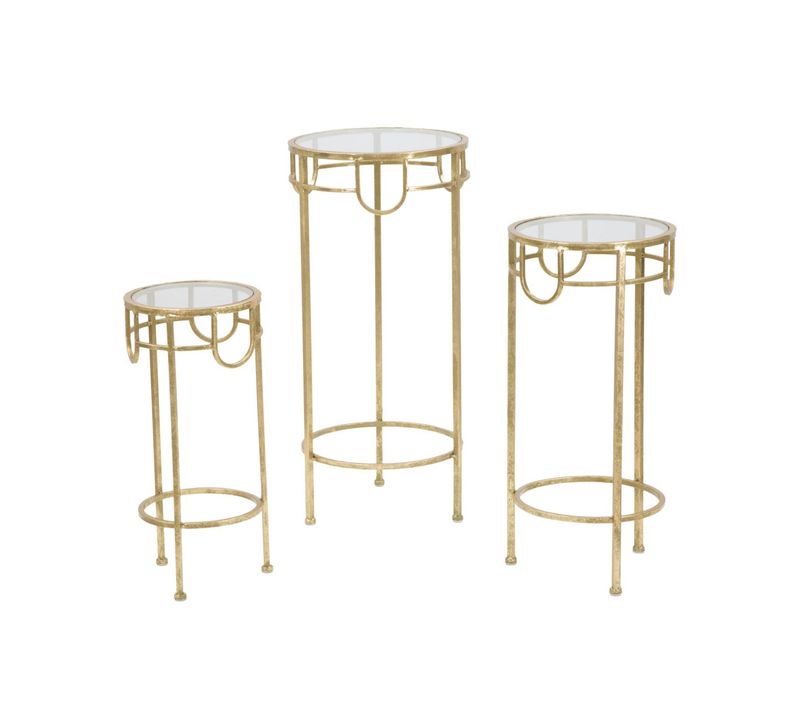 Ensemble De Table Et Tabourets Mf428, Métal, Doré, 33x33x70 Cm