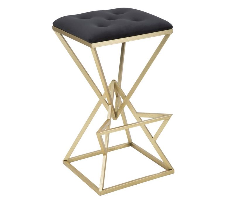 Tabouret Bas Triangles, Métal, Or, 40x40x75 Cm