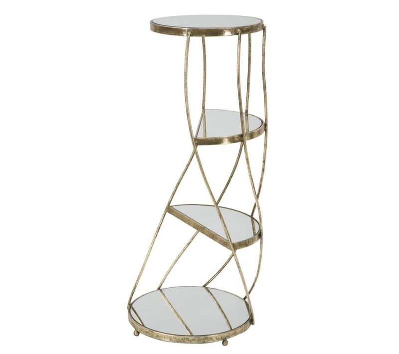 Table à Manger Mf585, Métal, Doré, 38x38x86 Cm