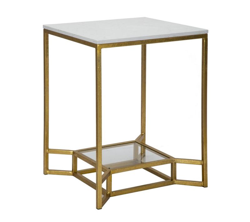 Table D'appoint Mf536, Métal, Or, 47x47x60 Cm
