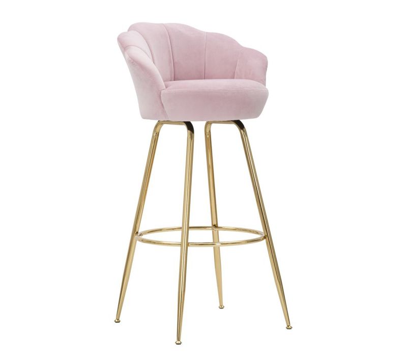 Tabouret Haut Rosalind, Métal, Rose, 55x53x110 Cm
