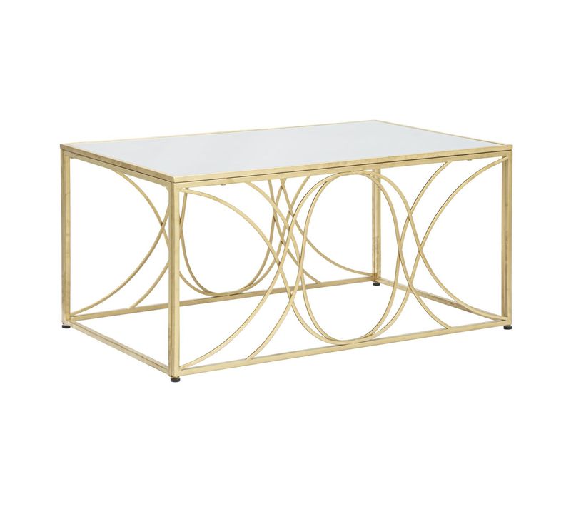 Table D'appoint Mf552, Métal, Or, 90x60x45 Cm