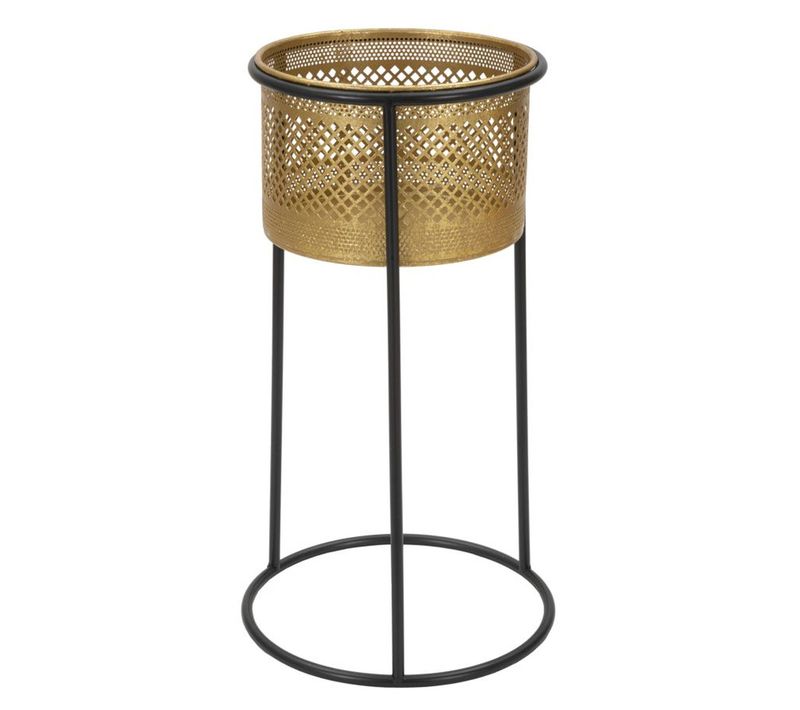 Cache Pot Mf686, Métal, Or, 25x25x50 Cm