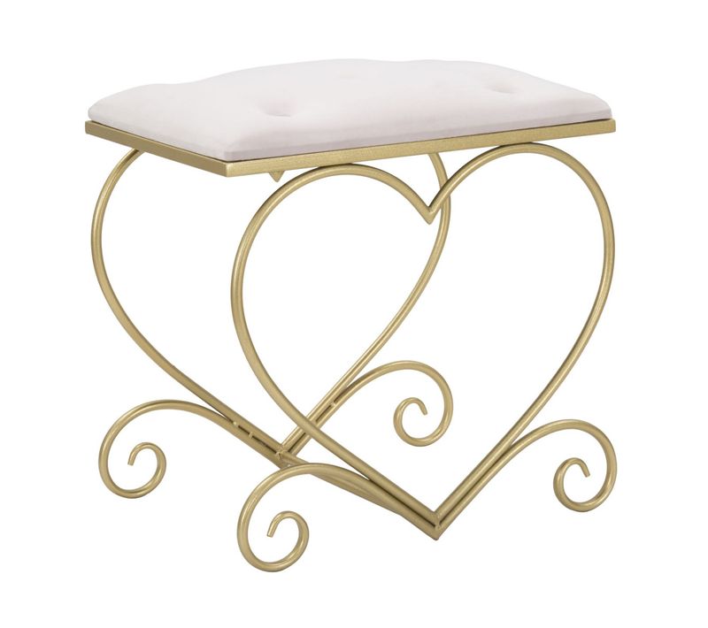 Tabouret Bas Cœur 16, Métal, Or, 50x37,5x51,5 Cm