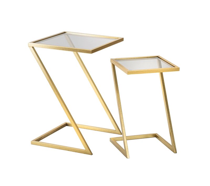 Table D'appoint Mf562, Métal, Or, 40x40x60 Cm