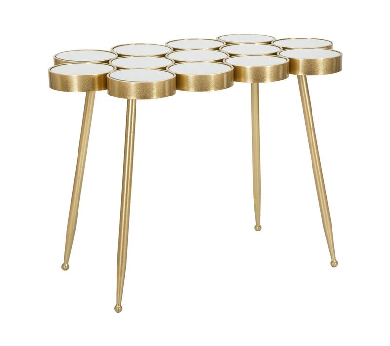 Table Console Mf623, Métal, Or, 100x55x70 Cm